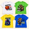 Lot de 4 t-shirts enfant Rebokams Kids – Mix Basketball, Dinosaure, Gamer et Ourson
