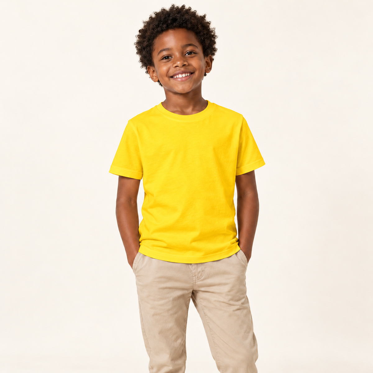 T-shirt enfant uni Rebokams Kids jaune.