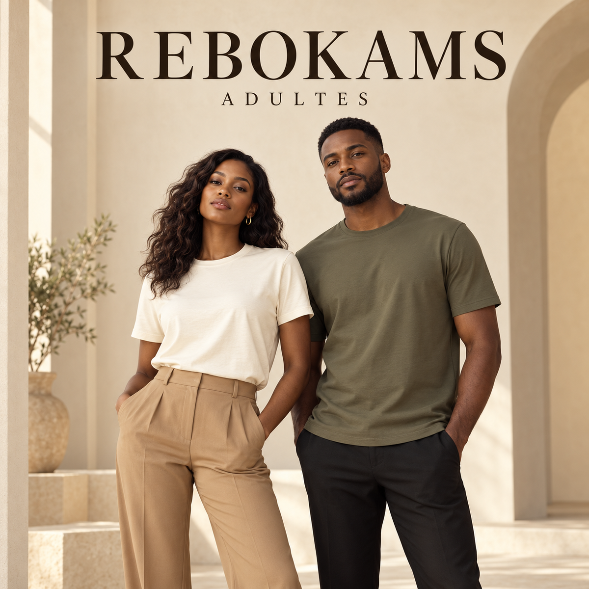 Lot de 6 t-shirts adultes unis Rebokams – Couleurs assorties