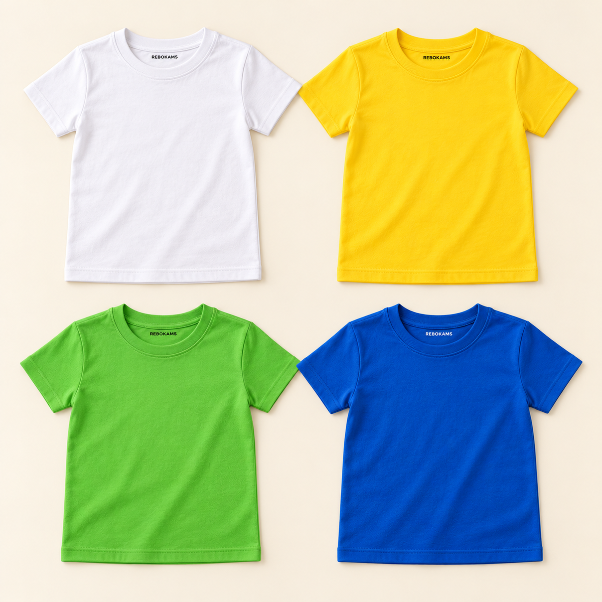 Lot de 4 t-shirts enfant unis Rebokams Kids – Couleurs assorties